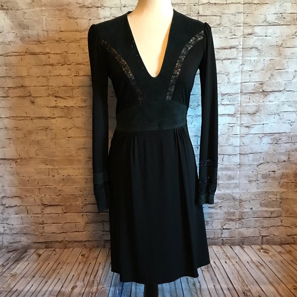 BCBGMaxAzria Dresses & Skirts - BCBG long sleeve dress with faux suede detail